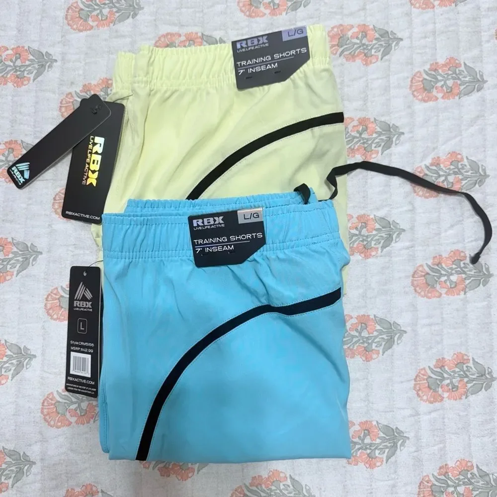 2 pair of RBX Blue and Lime Training Shorts Women Size L